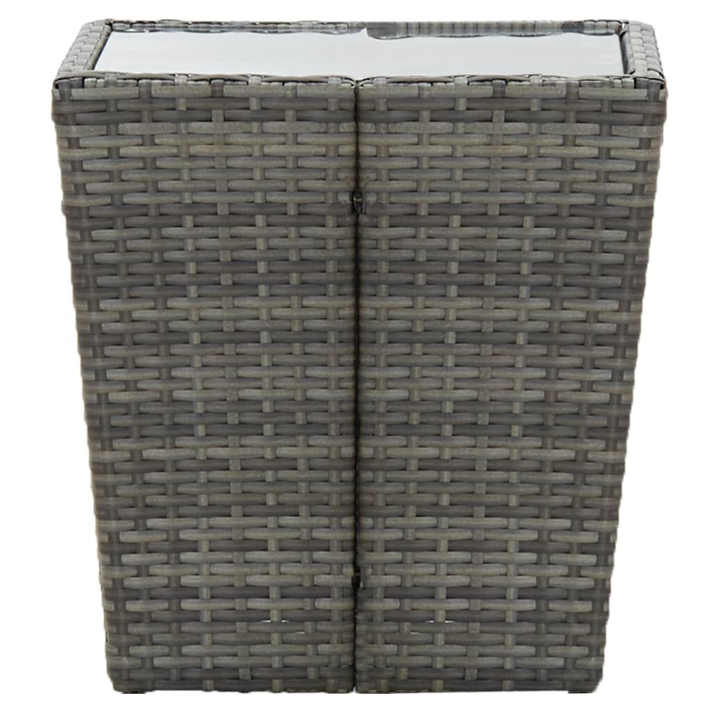 vidaXL Tea Table Grey 41.5x41.5x43 cm Poly Rattan and Tempered Glass