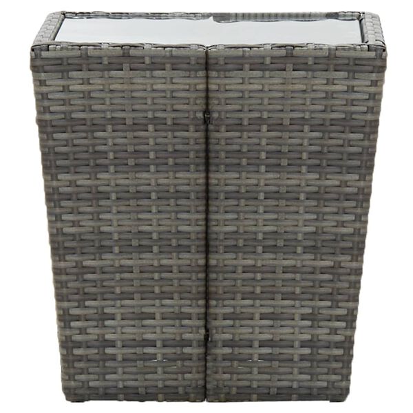 vidaXL Tea Table Grey 41.5x41.5x43 cm Poly Rattan and Tempered Glass