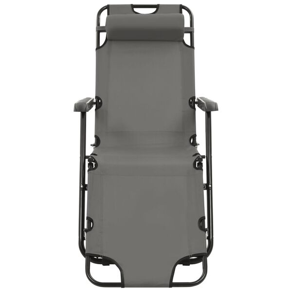 vidaXL Folding Sun Loungers 2 pcs with Footrests Steel Grey