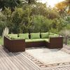 vidaXL 6 Piece Garden Lounge Set with Cushions Poly Rattan Brown
