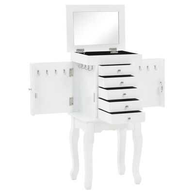 vidaXL Free Standing Jewelery Cabinet White,  vidaXL Free Standing Jewelery Cabinet White