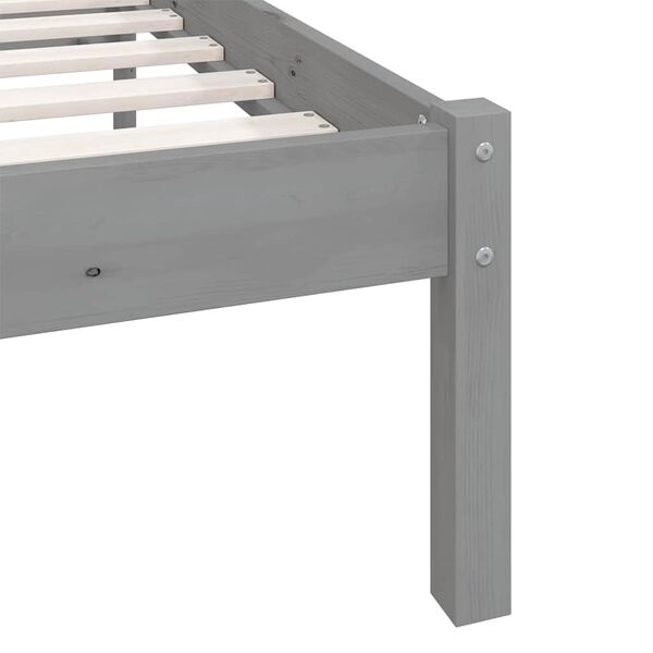 vidaXL Bed Frame without Mattress Grey Solid Wood 160x200 cm