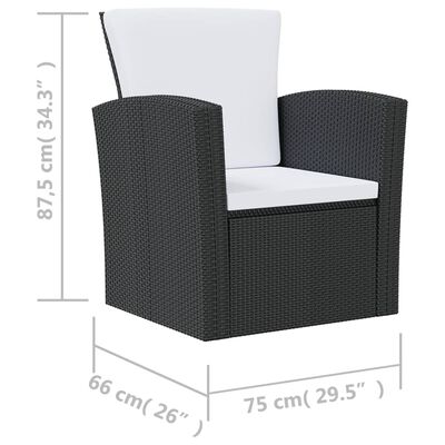vidaXL 16 Piece Garden Lounge Set with Cushions Poly Rattan Black, black vidaXL 16 Piece Garden Lounge Set with Cushions Poly Rattan Black