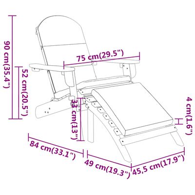 vidaXL Adirondack Garden Chair with Footrest Solid Wood Acacia, brown and grey vidaXL Adirondack Garden Chair with Footrest Solid Wood Acacia
