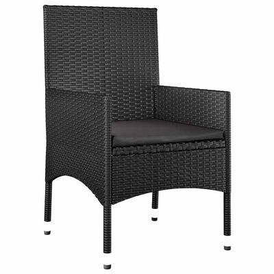 vidaXL 4 Piece Garden Lounge Set with Cushions Black Poly Rattan