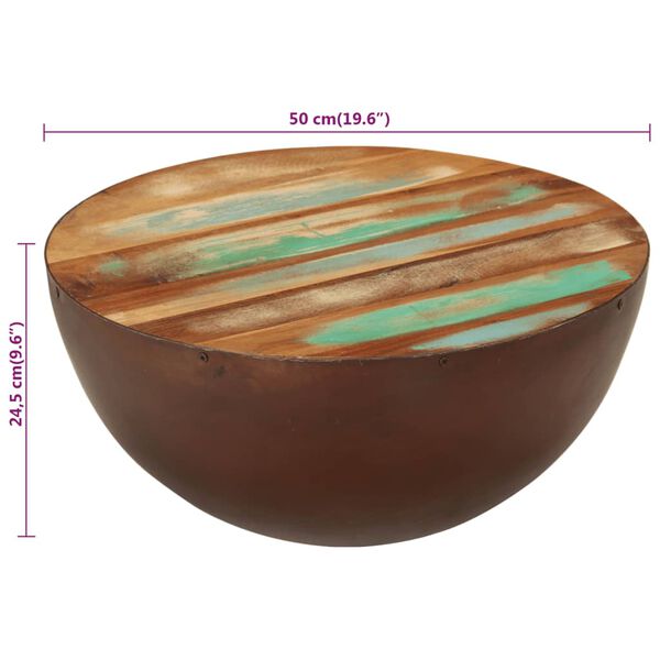 vidaXL Bowl-shaped Coffee Table Ø50x24.5 cm Solid Wood Reclaimed