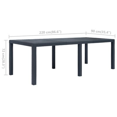 vidaXL Garden Table Anthracite 220x90x72 cm Plastic Rattan Look, anthracite vidaXL Garden Table Anthracite 220x90x72 cm Plastic Rattan Look