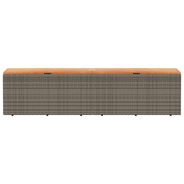 vidaXL Garden Storage Box Grey 220x50x54 cm Poly Rattan Acacia Wood