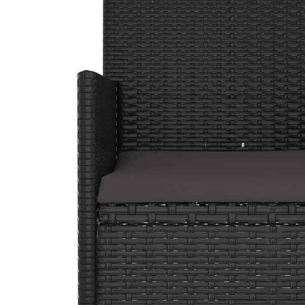 vidaXL 4 Piece Garden Lounge Set with Cushions Black Poly Rattan