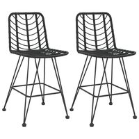 vidaXL Bar Stools 2 pcs Black 45x56x103.5 cm PE Rattan and Steel, black vidaXL Bar Stools 2 pcs Black 45x56x103.5 cm PE Rattan and Steel