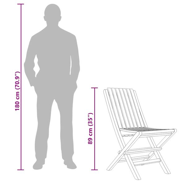 vidaXL Folding Garden Chairs 2 pcs 47x47x89 cm Solid Wood Teak