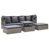 vidaXL Garden Lounge Bed with Roof Mixed Grey Poly Rattan
