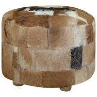 vidaXL Pouffe Goatskin Leather Round 50x50x45 cm