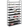 vidaXL Shoe Rack with 10 Shelves Metal and Non-woven Fabric Black