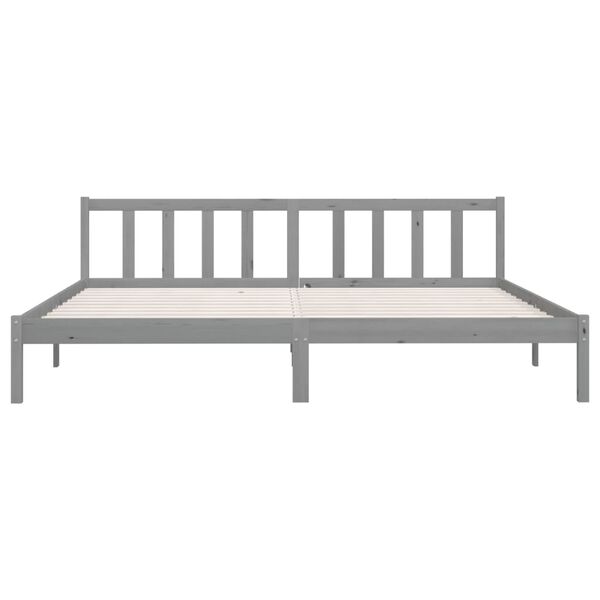 vidaXL Bed Frame without Mattress Grey Solid Wood Super King Size