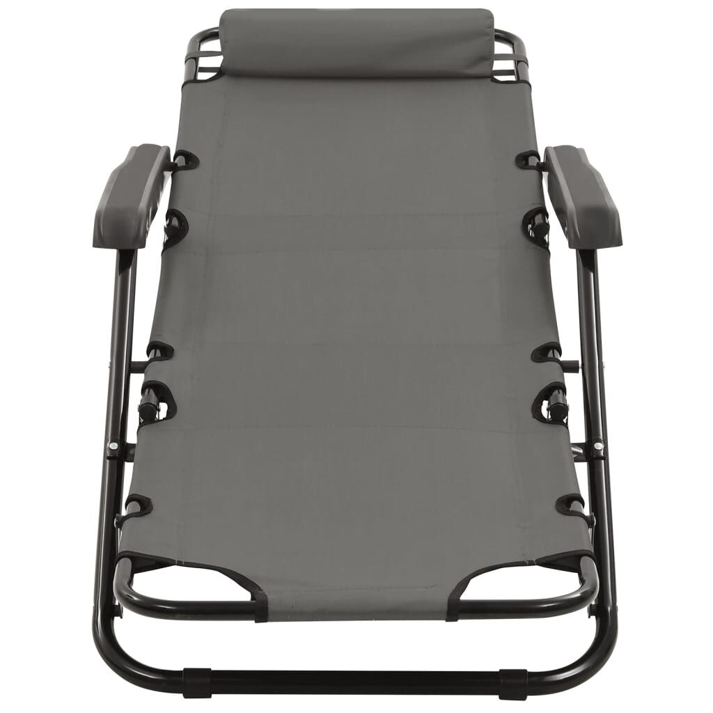 vidaXL Folding Sun Loungers 2 pcs with Footrests Steel Grey