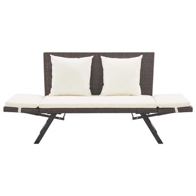 vidaXL Garden Bench with Cushions 176 cm Brown Poly Rattan, brown vidaXL Garden Bench with Cushions 176 cm Brown Poly Rattan