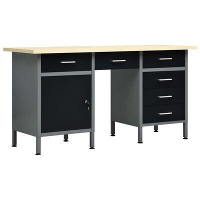 vidaXL Workbench Black 160x60x85 cm Steel,  vidaXL Workbench Black 160x60x85 cm Steel