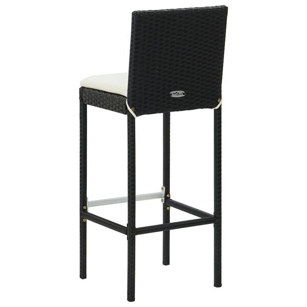 vidaXL Garden Bar Stools with Cushions 4 pcs Black Poly Rattan