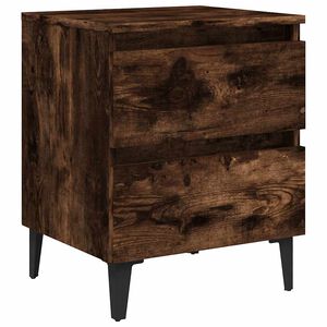 vidaXL Bed Cabinet with Metal Legs Smoked Oak 40x35x50 cm