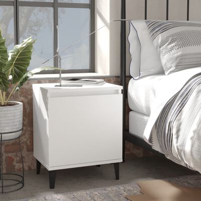 vidaXL Bed Cabinets with Metal Legs White 40x30x50 cm, white vidaXL Bed Cabinets with Metal Legs White 40x30x50 cm