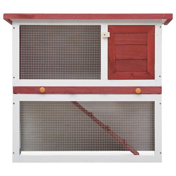 vidaXL Outdoor Rabbit Hutch 1 Door Red Wood