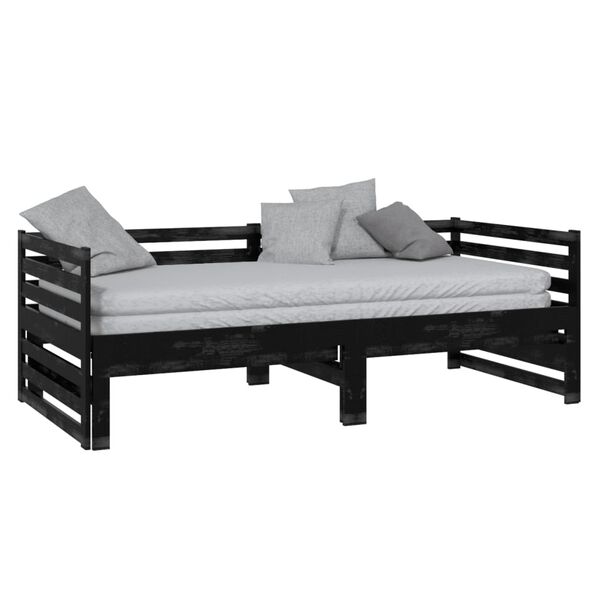 vidaXL Pull-out Day Bed without Mattress Black 2x(90x200)cm