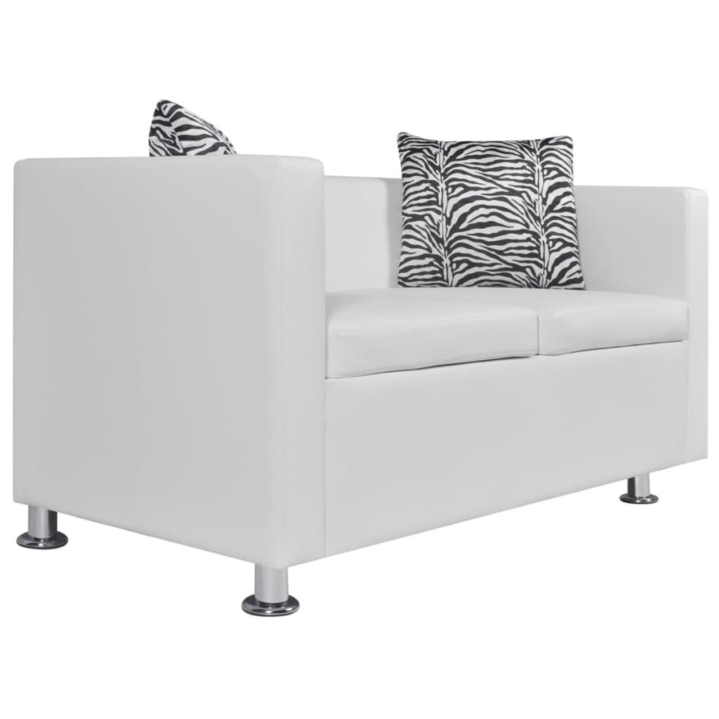 vidaXL Sofa 2-Seater Artificial Leather White