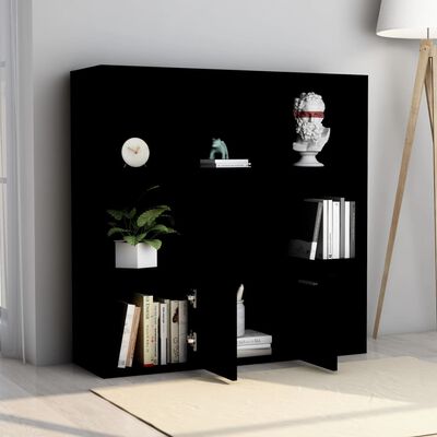 vidaXL Book Cabinet Black 98x30x98 cm Engineered Wood