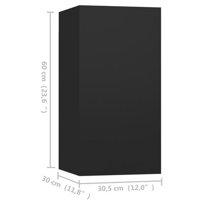 vidaXL TV Cabinets 4 pcs Black 30.5x30x60 cm Engineered Wood, black vidaXL TV Cabinets 4 pcs Black 30.5x30x60 cm Engineered Wood