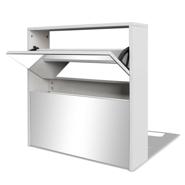vidaXL Shoe Cabinet 2-Layer Mirror White 63x17x67 cm