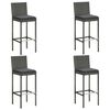 vidaXL 5 Piece Garden Bar Set with Cushions Poly Rattan Grey