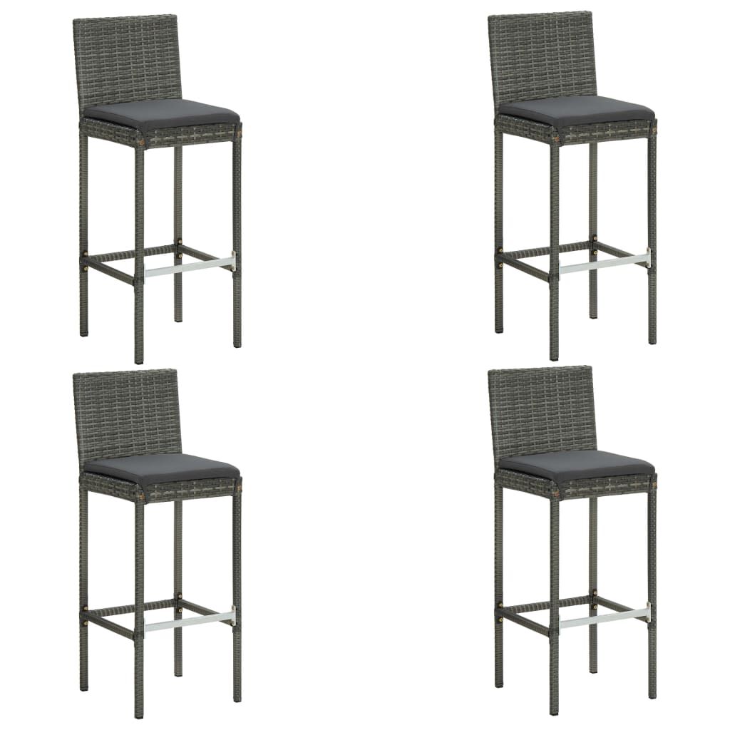 vidaXL 5 Piece Garden Bar Set with Cushions Poly Rattan Grey