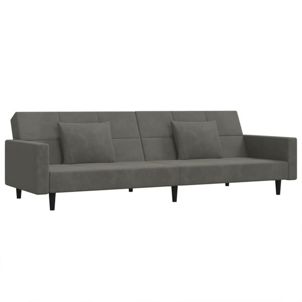 vidaXL 2-Seater Sofa Bed with Two Pillows Dark Grey Velvet