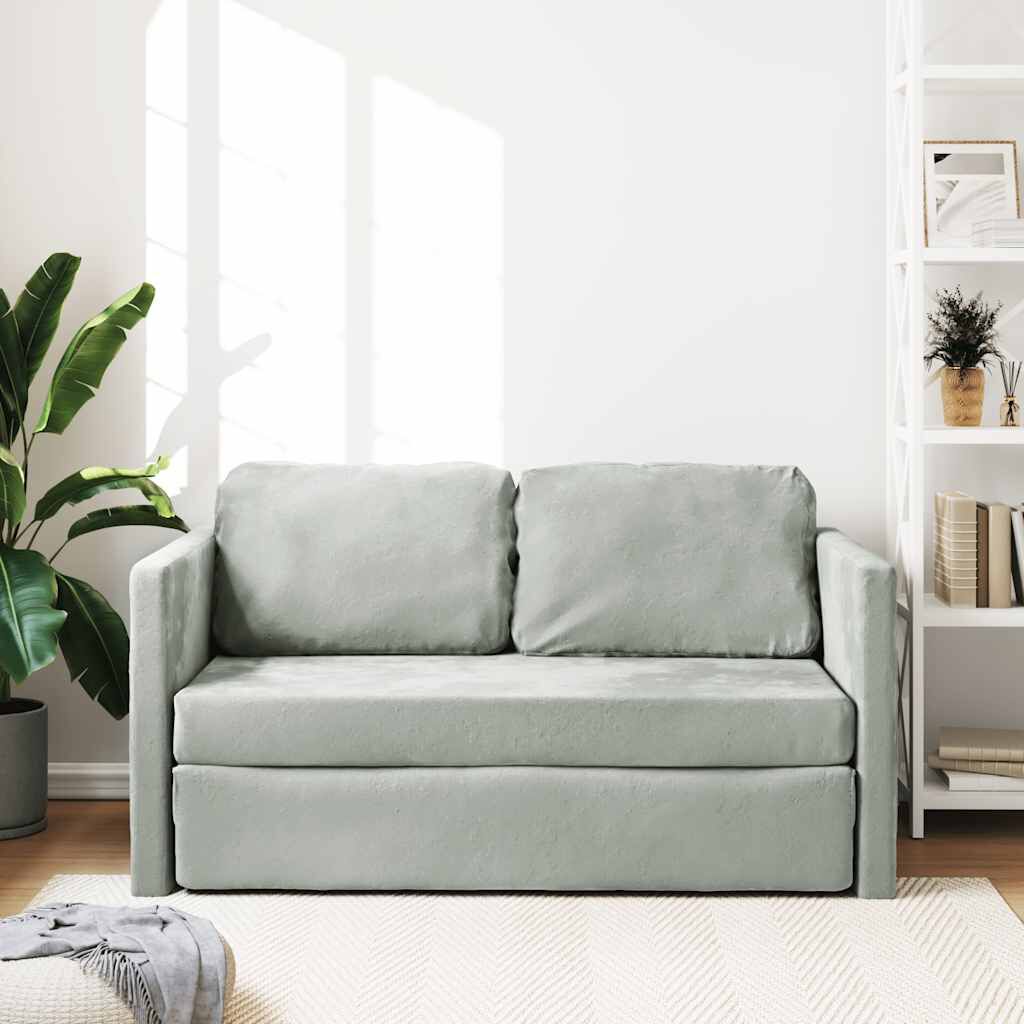 vidaXL Floor Sofa Bed 2-in-1 Light Grey 122x204x55 cm Velvet, light grey vidaXL Floor Sofa Bed 2-in-1 Light Grey 122x204x55 cm Velvet