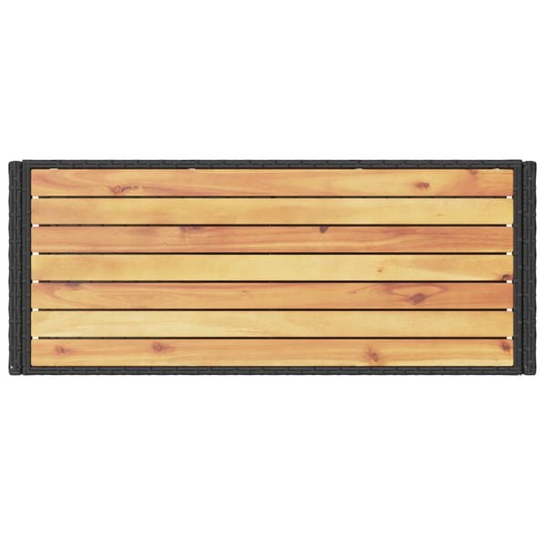 vidaXL Bar Cart 3-Tier Black Poly Rattan and Solid Wood Acacia