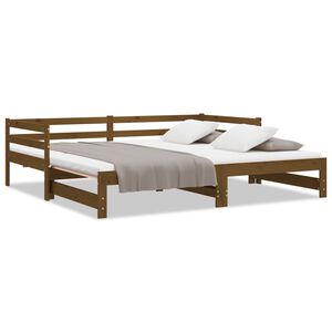 vidaXL Pull-out Day Bed without Mattress Honey Brown 2x(90x200)cm