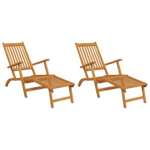 vidaXL Outdoor Deck Chairs with Footrests 2 pcs Solid Wood Acacia