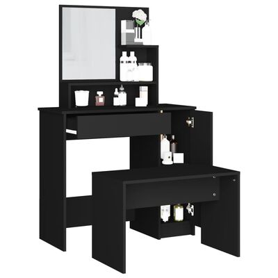 vidaXL Dressing Table Set Black 86.5x35x136 cm, black vidaXL Dressing Table Set Black 86.5x35x136 cm
