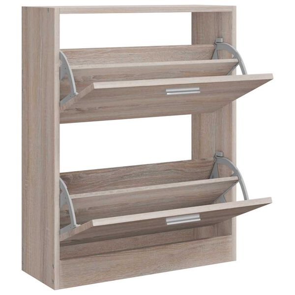 vidaXL Oak Look Wooden Shoe Cabinet with 2 Compartments