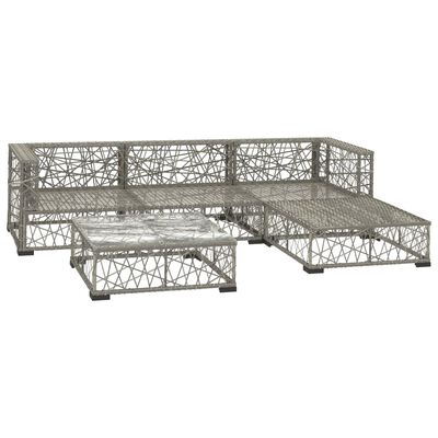 vidaXL 5 Piece Garden Lounge Set with Cushions Poly Rattan Grey,  vidaXL 5 Piece Garden Lounge Set with Cushions Poly Rattan Grey