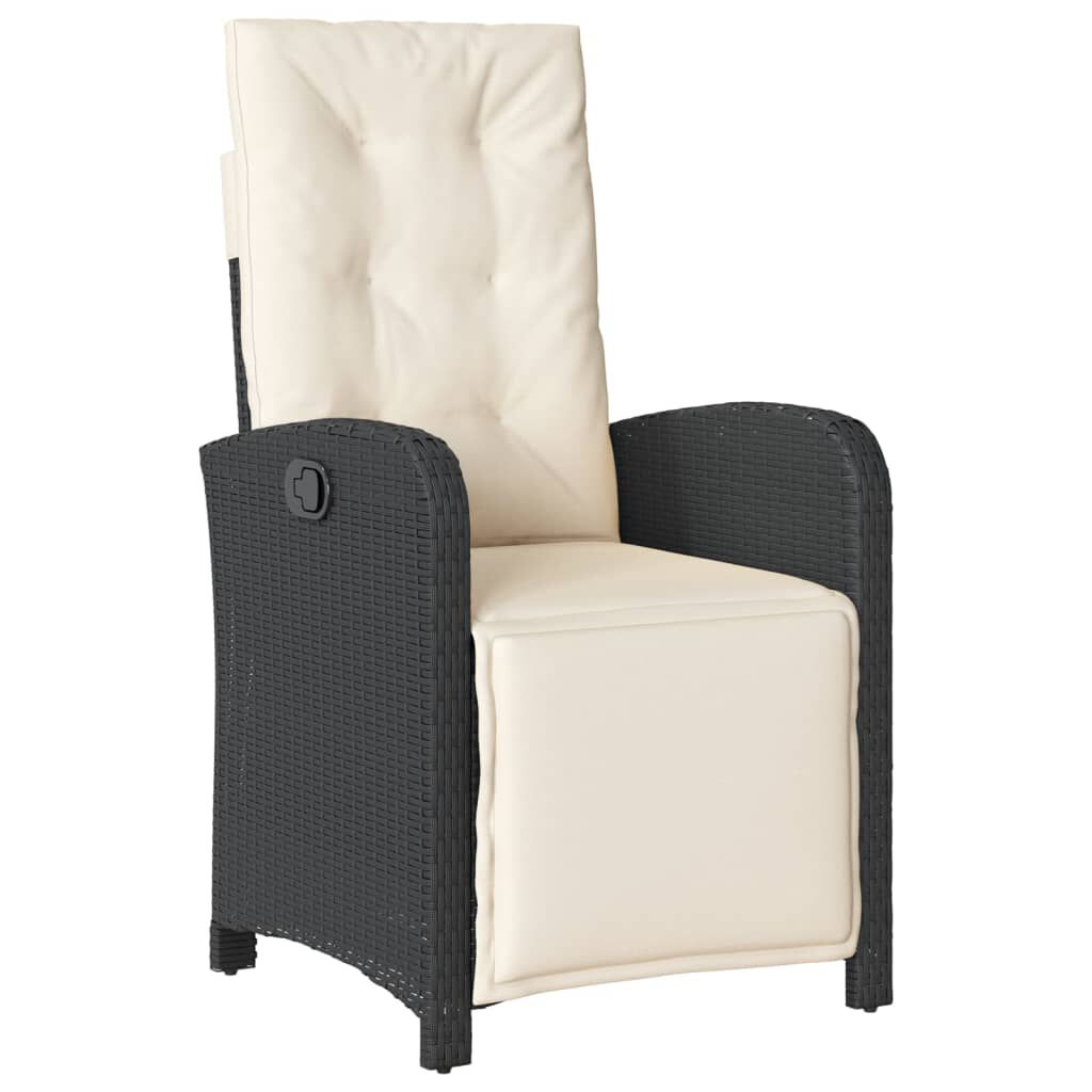 vidaXL Reclining Garden Chairs 2 pcs with Footrest Black Poly Rattan