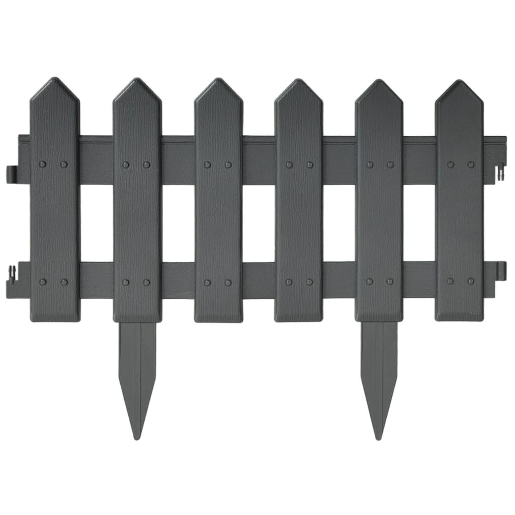 vidaXL Lawn Edgings 25 pcs Anthracite 10 m PP