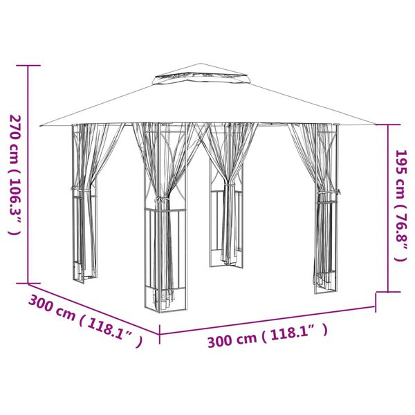 vidaXL Gazebo with Sidewalls Anthracite 300x300x270 cm Steel
