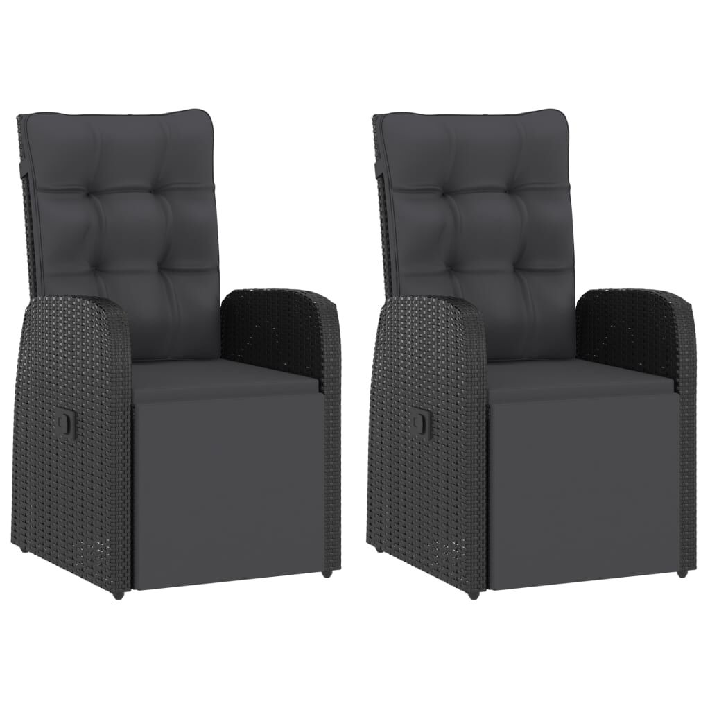 vidaXL 11 Piece Outdoor Dining Set with Cushions Poly Rattan Black