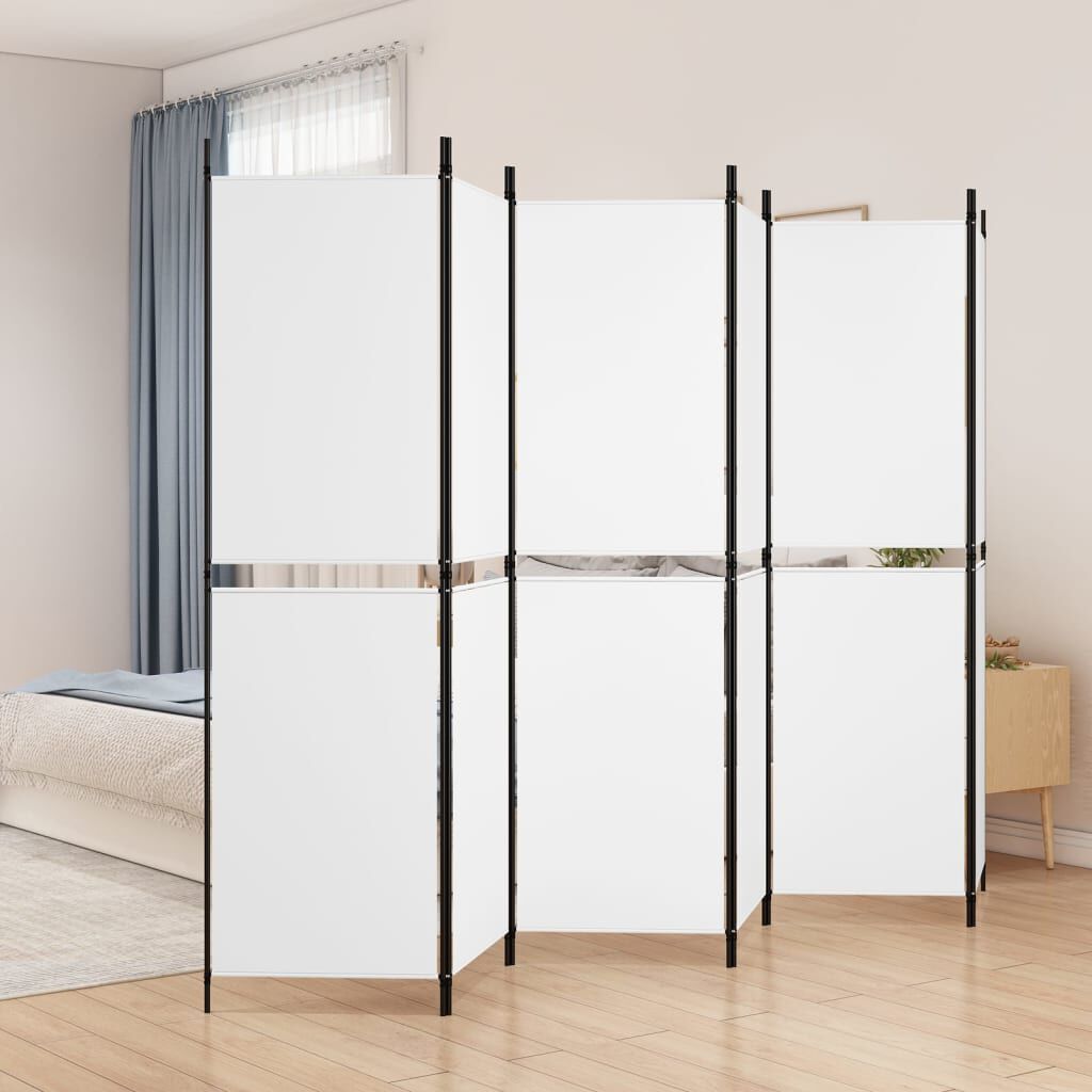 vidaXL 6-Panel Room Divider White 300x180 cm Fabric