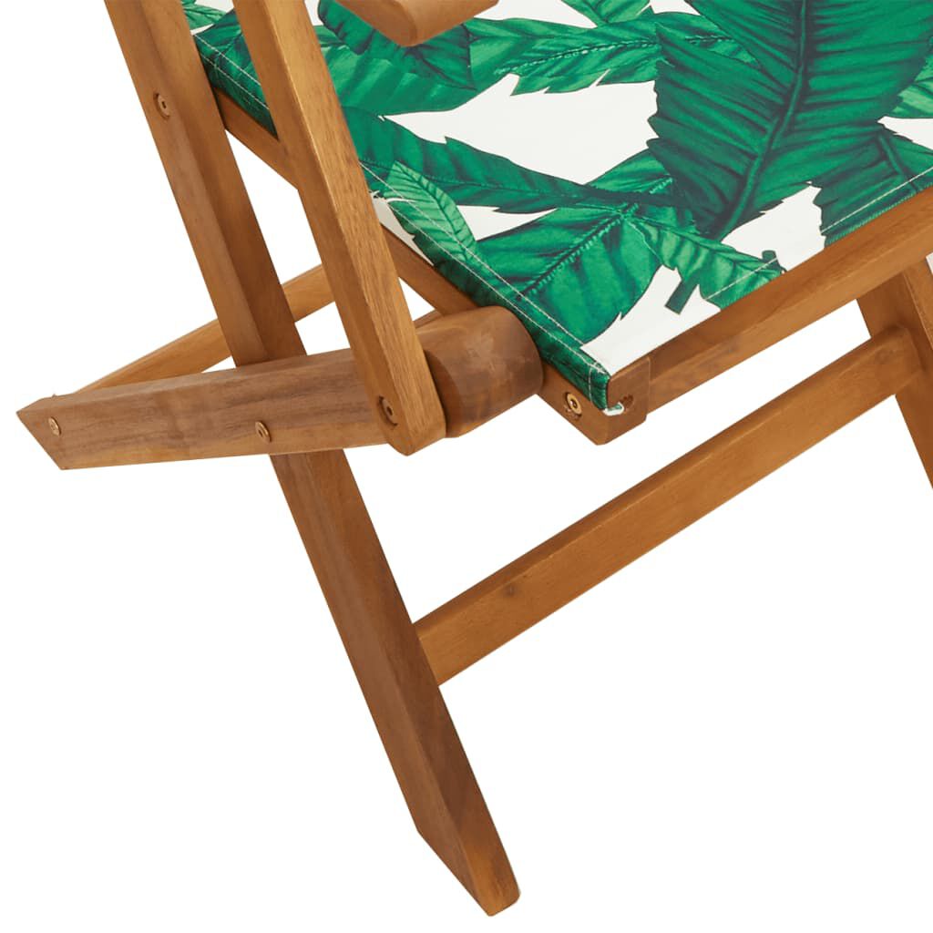 vidaXL 7 Piece Garden Dining Set Leaf Pattern Fabric and Solid Wood