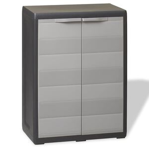 vidaXL Garden Storage Cabinet with 1 Shelf Black and Grey