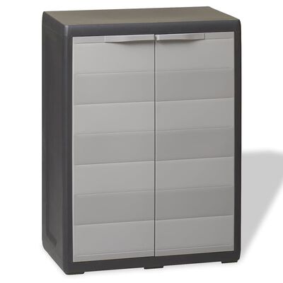 vidaXL Garden Storage Cabinet with 1 Shelf Black and Grey, black and grey vidaXL Garden Storage Cabinet with 1 Shelf Black and Grey
