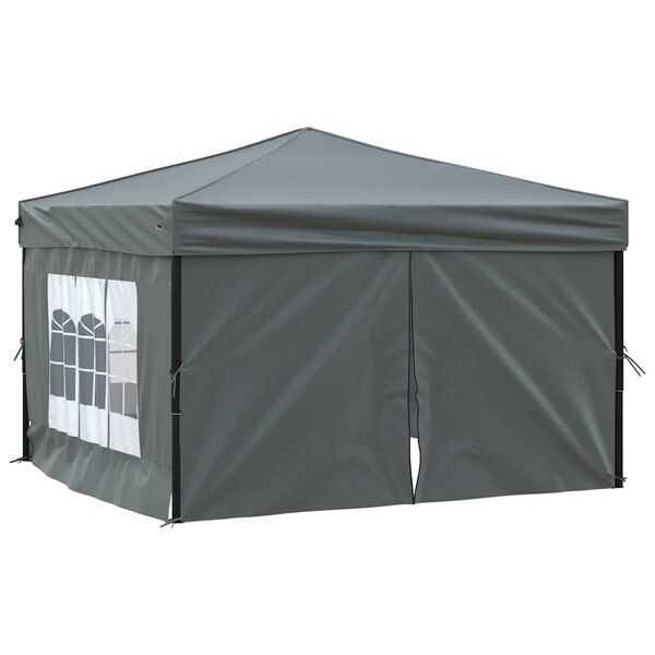 vidaXL Folding Party Tent with Sidewalls Anthracite 3x3 m